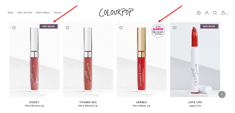 ColourPop Cosmetics awards